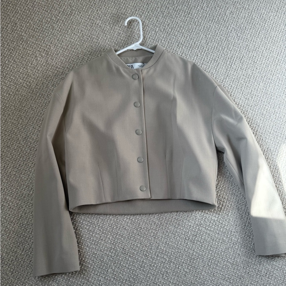 Zara Bomber Suit Jacket - Beige/Small